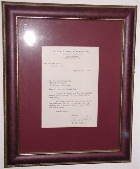 Mt Clemens Drive-In Theatre - Letter Regarding Presidential Visit Courtesy Joe Ellul Jr
